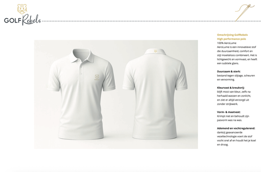 igh Performance Polo als Clubkleding op Maat | GolfRebels