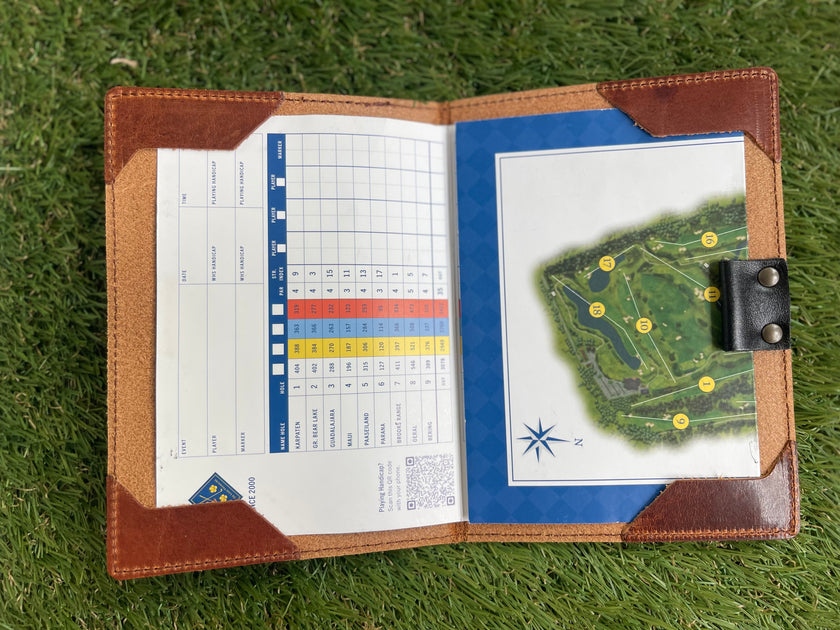 Handmade leather scorecard holder - club model. 