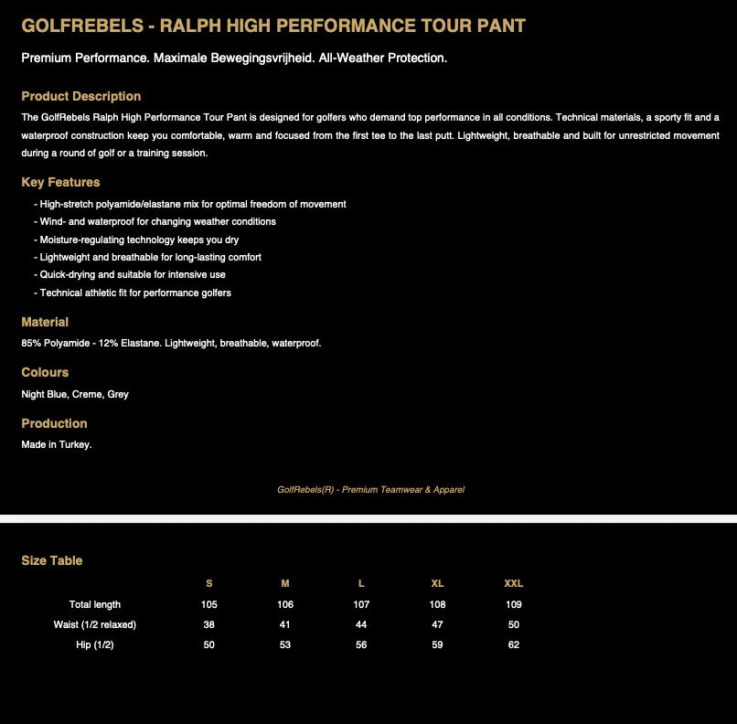 Ralph High Performance Tour Pant | H |Grey
