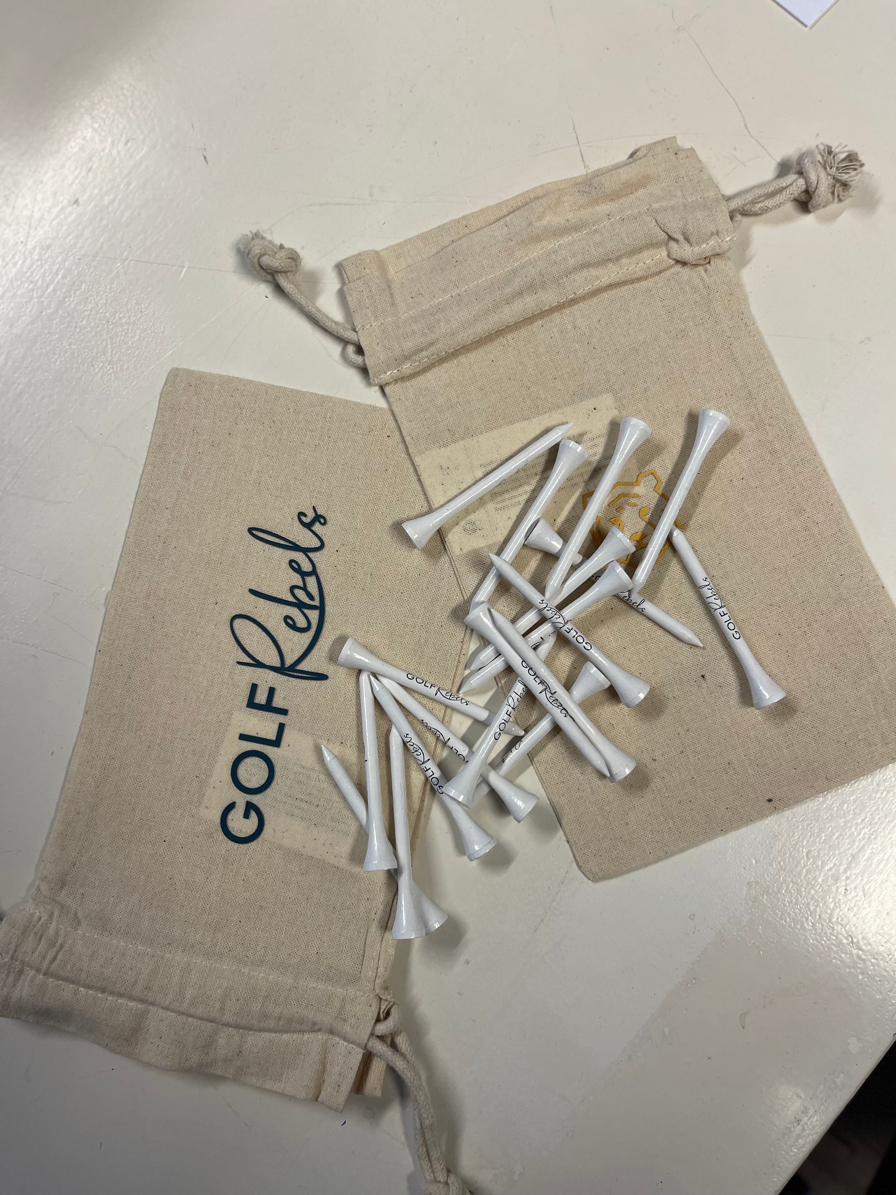 50 houten tees & tee-zakje