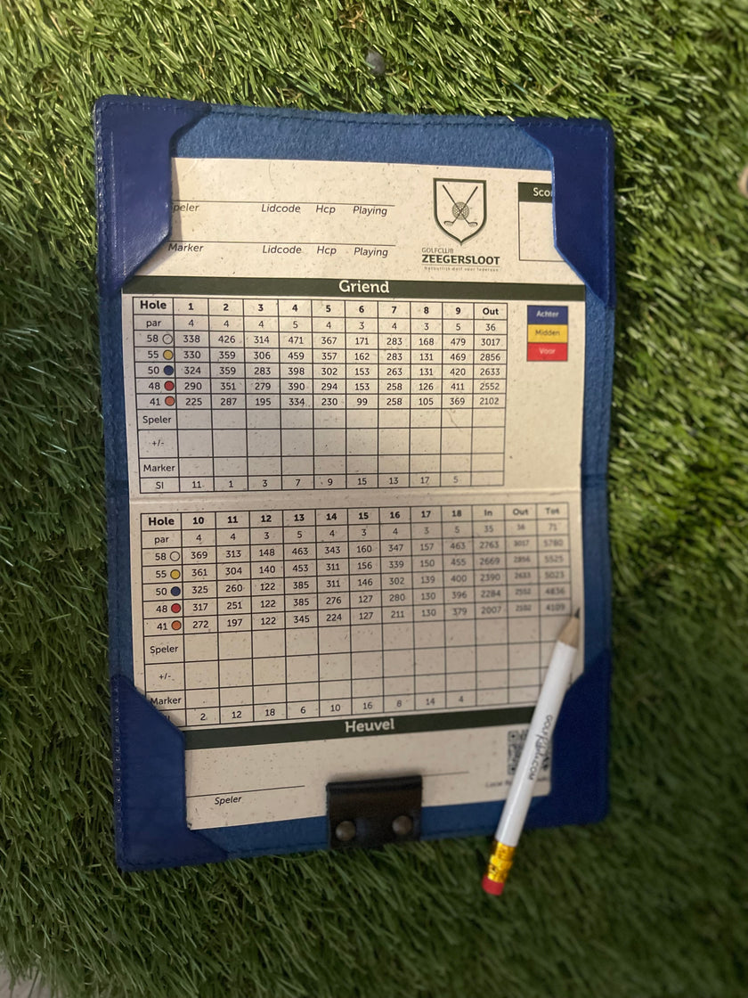 Handmade leather scorecard holder - club model. 