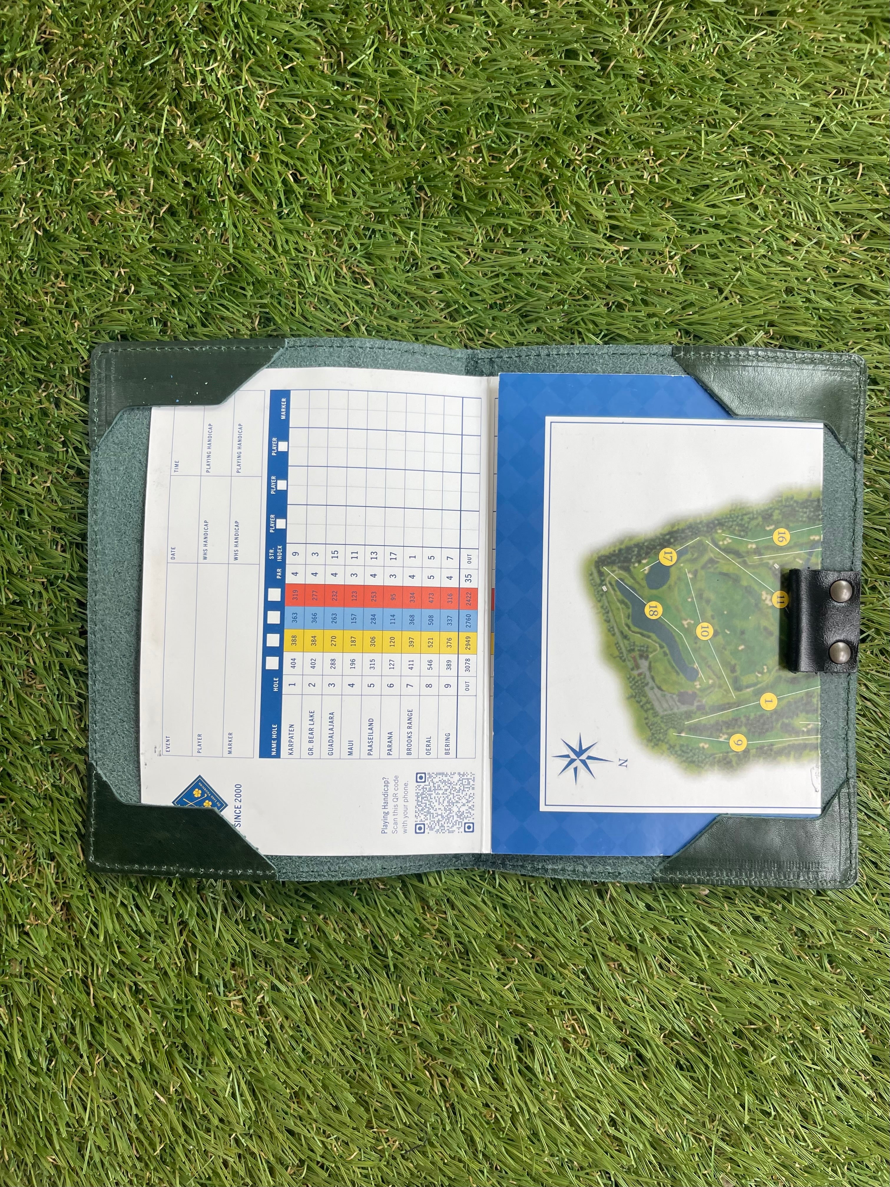 Handmade leather scorecard holder - club model. 