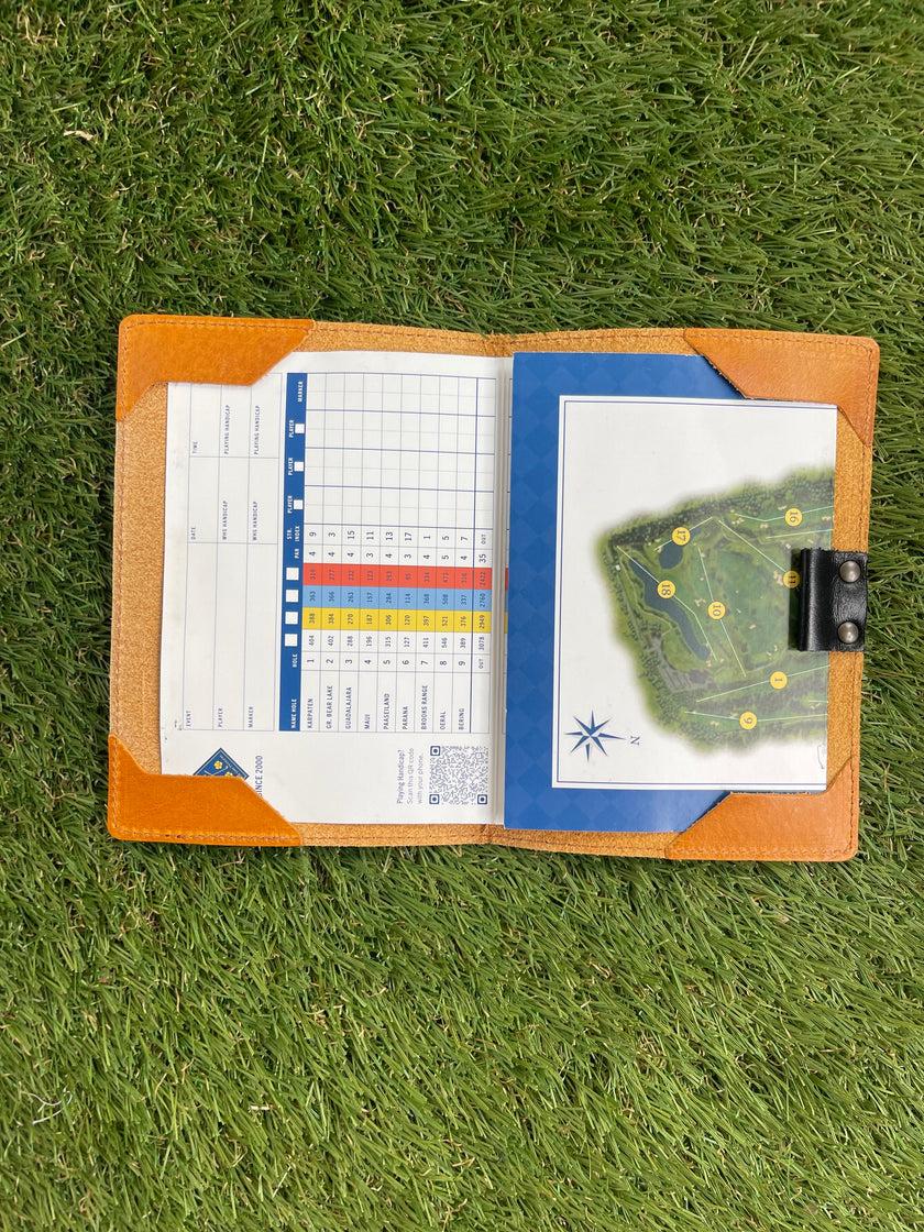 Handmade leather scorecard holder - club model. 