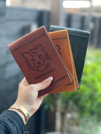 Handmade leather scorecard holder - tour model with your name.