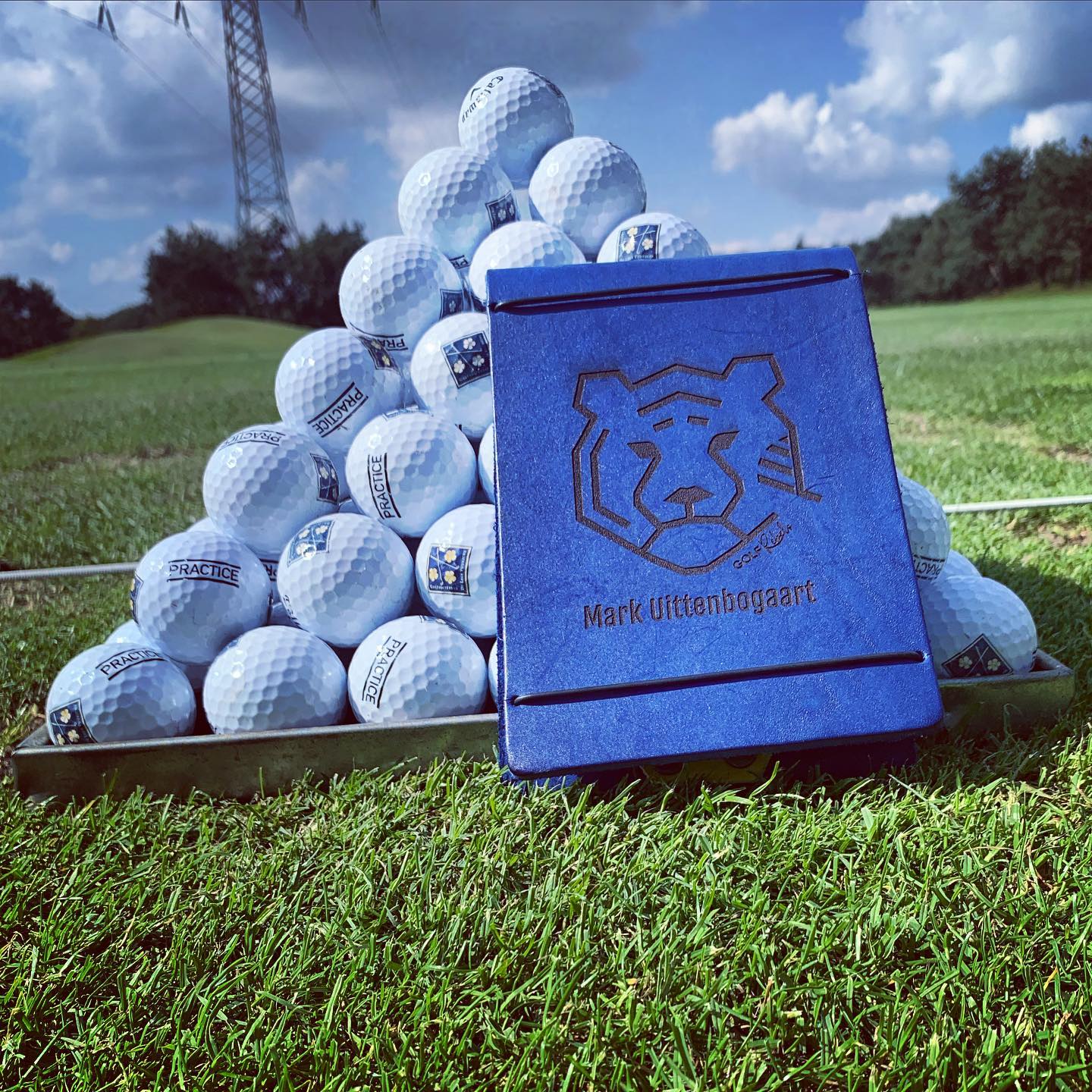Handmade leather scorecard holder - tour model with your name.